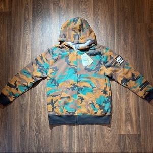 Boys Timberland Multicolor Camo Long Sleeve Zip Up Hoodie NWT